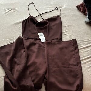 ABERCOMBIE BROWN SATIN JUMPSUIT